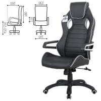 Игровое кресло BRABIX Techno Pro GM-003, экокожа, черное/серое, вставки серые