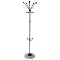 Вешалка-стойка «Квинтет ТМК-2», 1,93 м, диск 39 см, 5 крючков + место для зонтов, металл, серебристая