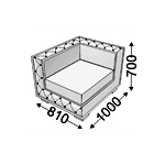  Кресельная секция правая с одним подлокотником Клифорд 810x1000x700 Экокожа цвет черный 3001