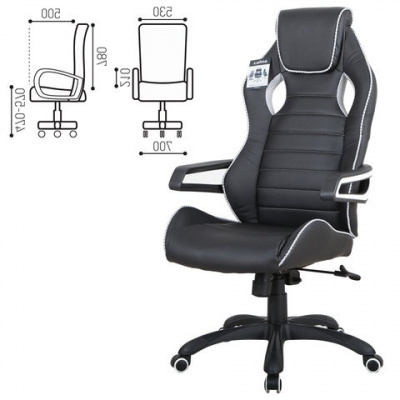 Игровое кресло BRABIX Techno Pro GM-003, экокожа, черное/серое, вставки серые