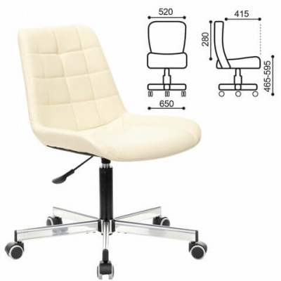 Офисное кресло BRABIX Deco MG-316, без подлокотников, экокожа, слоновая кость